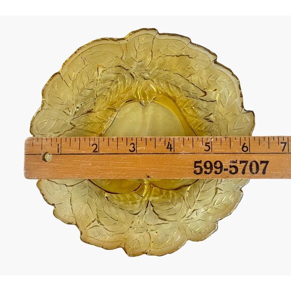 Vintage 70s Tiara Glass Dark Amber Burnt Honey Sweet Pear Saucers plates 4 pcs. - Picture 3 of 9